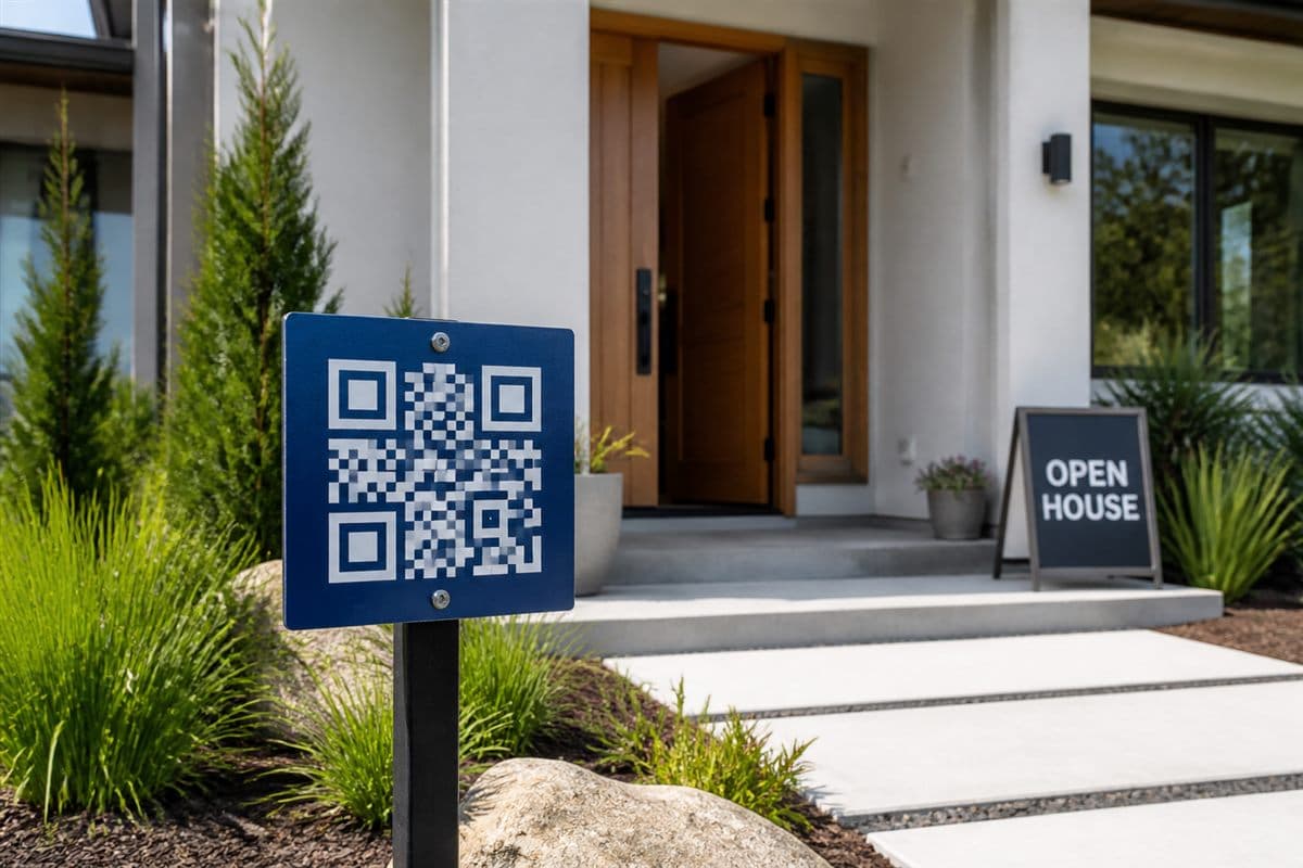 Real Estate Listings QR sign in use
