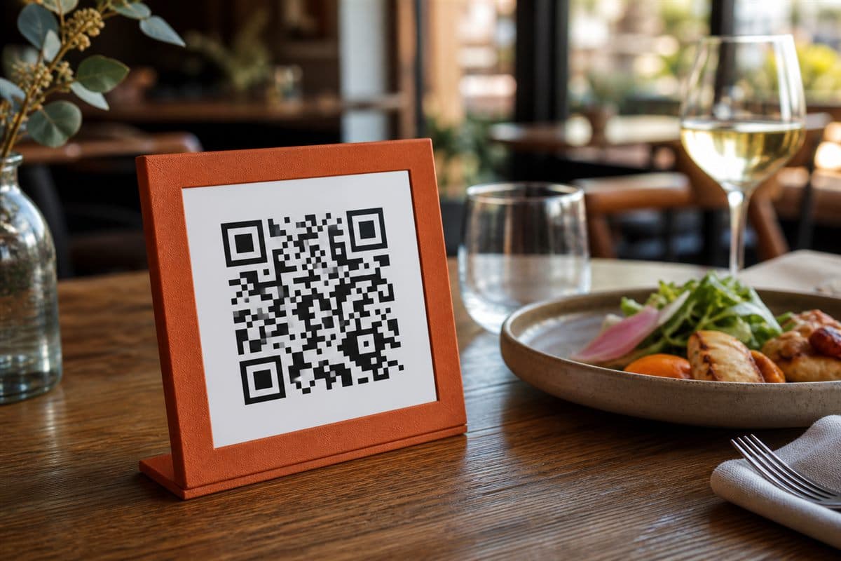Restaurant Menus QR sign in use
