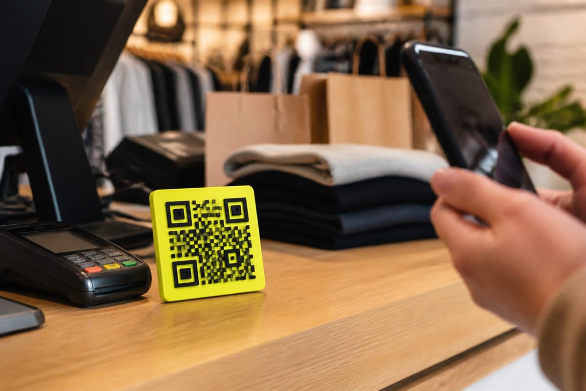 Social Media Hub QR sign in use