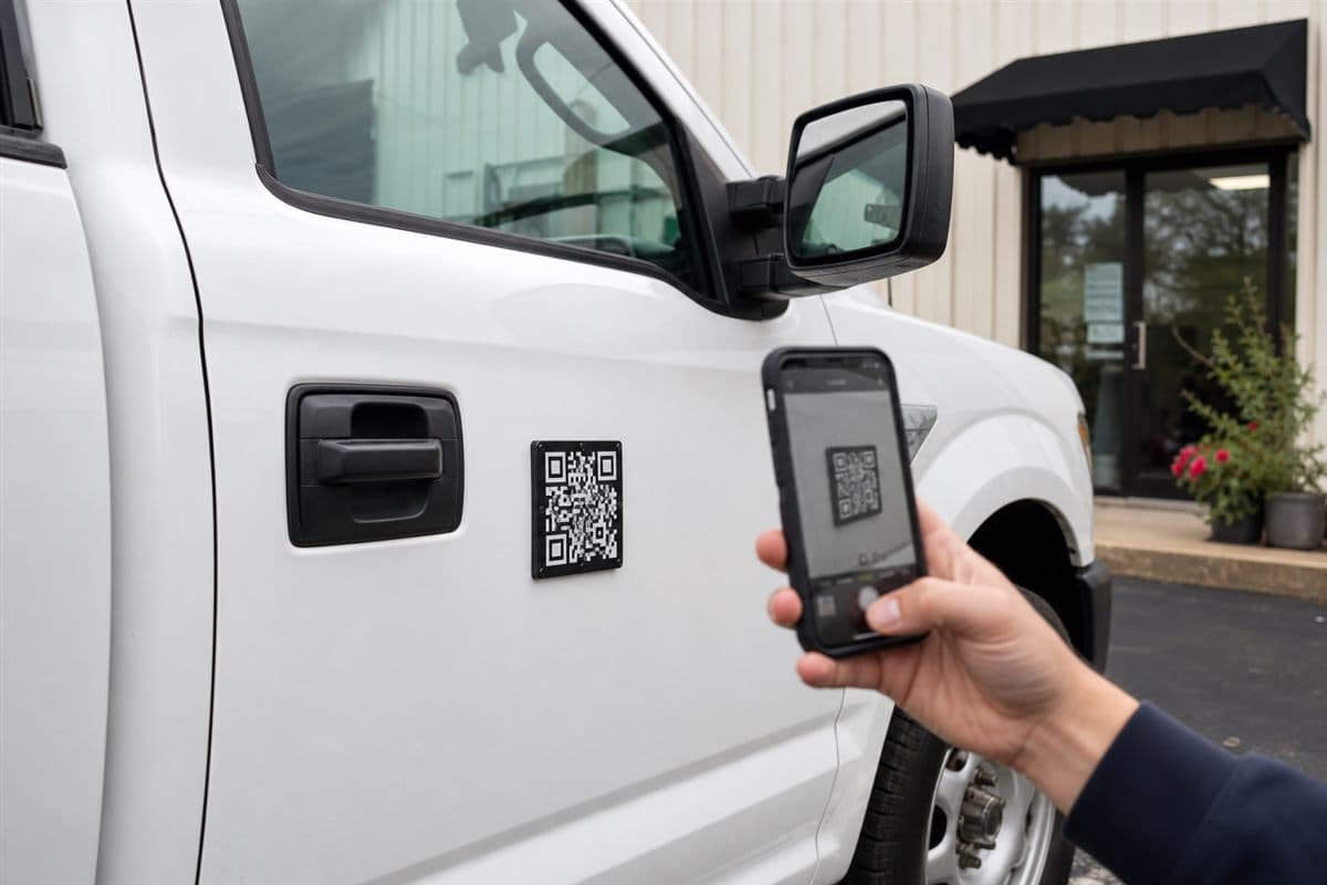 Mobile Business Advertising QR sign in use