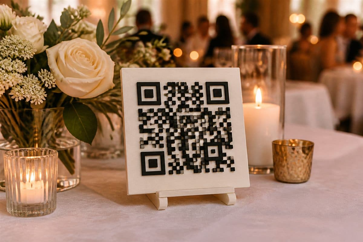 Wedding Signage QR sign in use